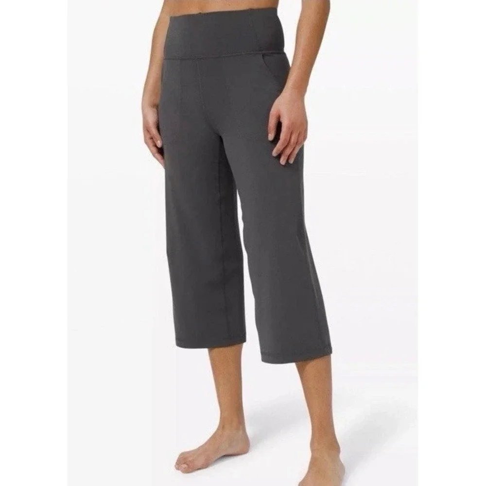 Lululemon Align Wide-Leg Super-High-Rise Crop Nulu Pants 10 NO Pilling Charcoal